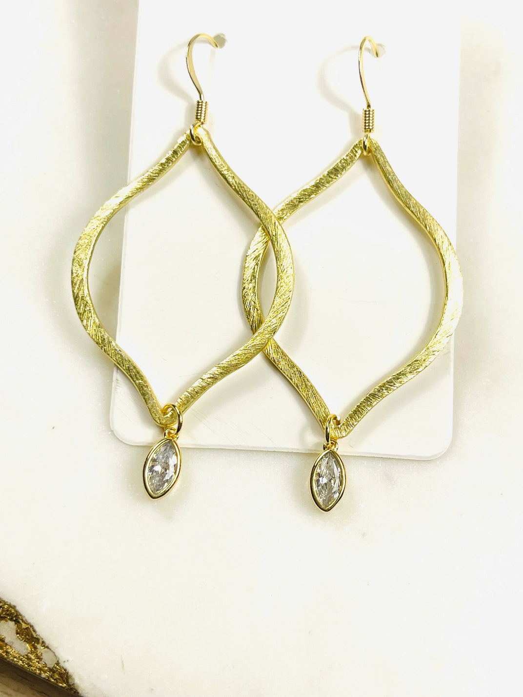 Pear shaped Earrings with Crystal Oval Drop