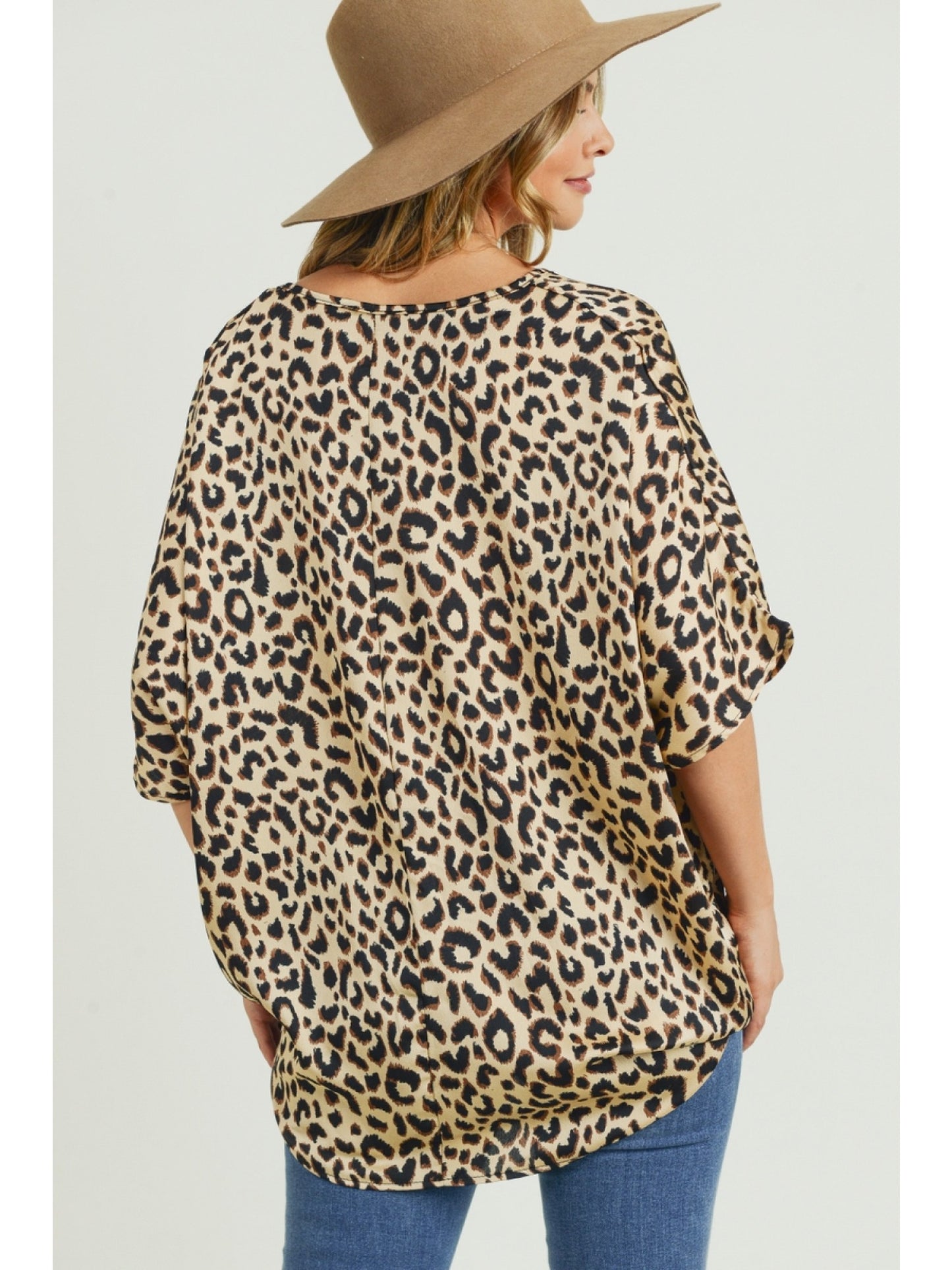 Satin Leopard V-Neck Top