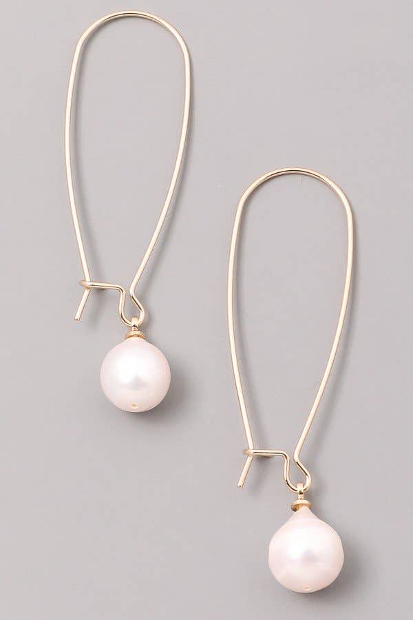 Pearl Charm Safety Pin Earrings