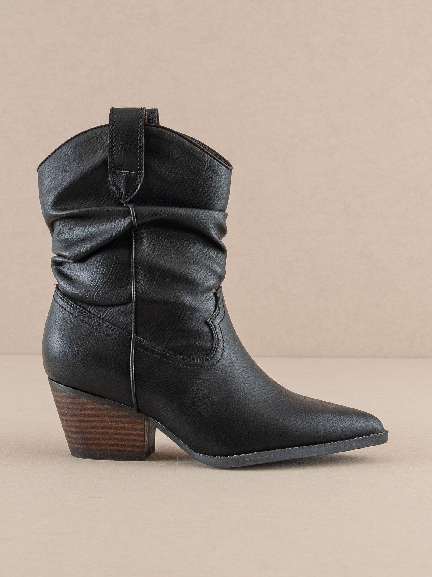 Black Slouchy Western Bootie