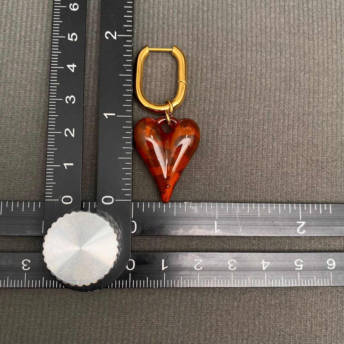 Acrylic Leopard Heart 18K Gold Plated SS Huggie Earrings