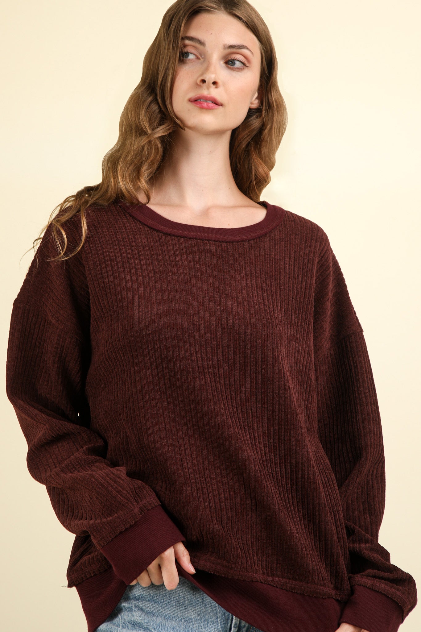 Oversized Soft Knit Textured Top