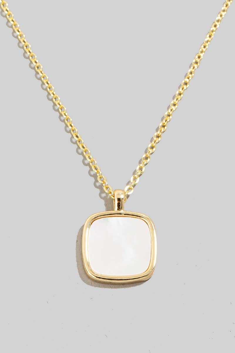 Gold Dipped Square Shell Pendant Necklace