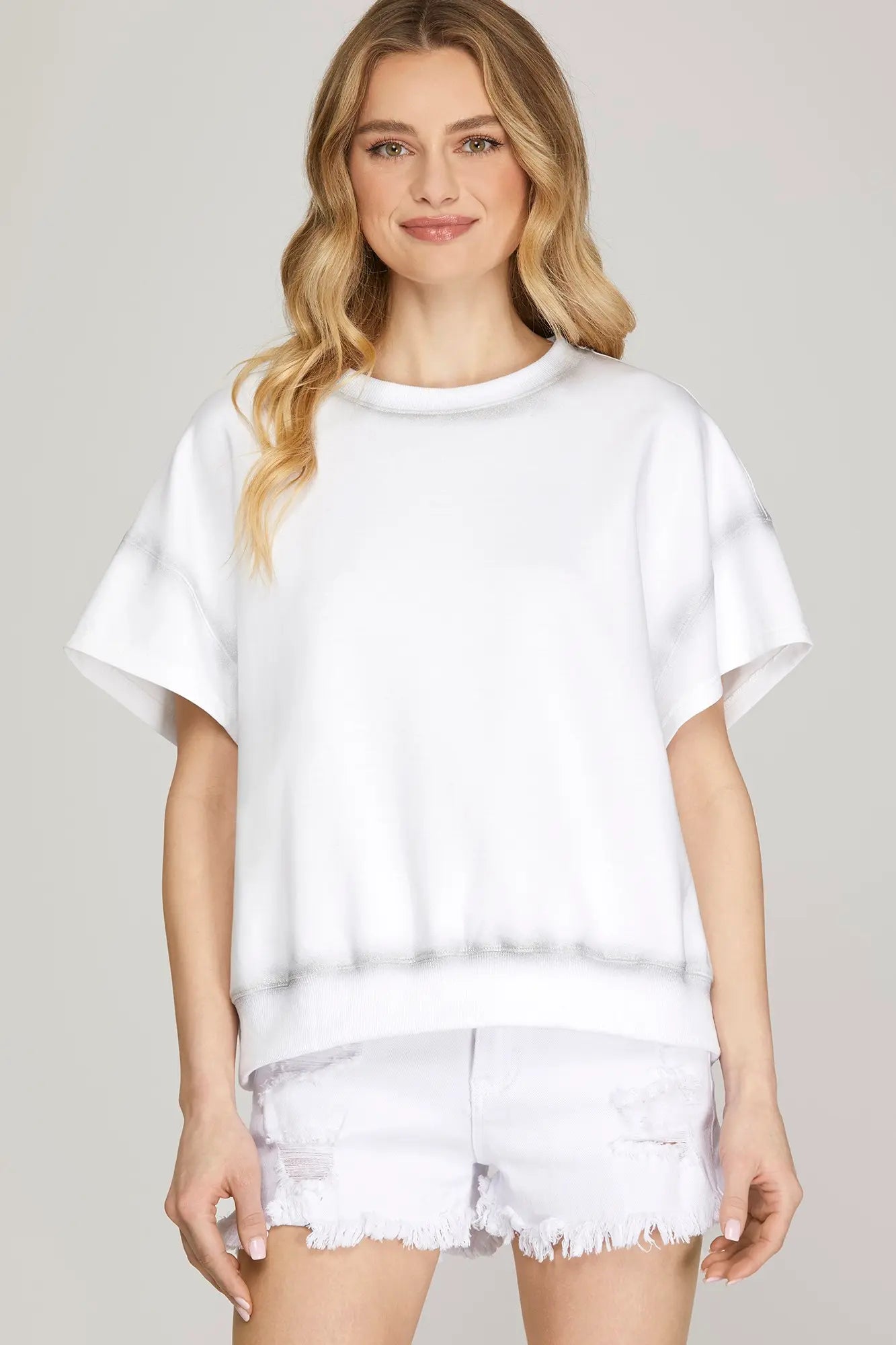 Metal Coated Knit Boxy Shirt
