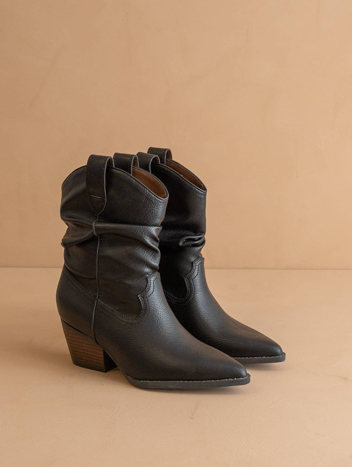 Black Slouchy Western Bootie