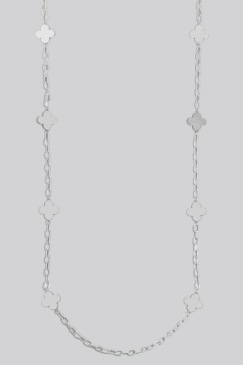 Flat Clover Long Chain Necklace