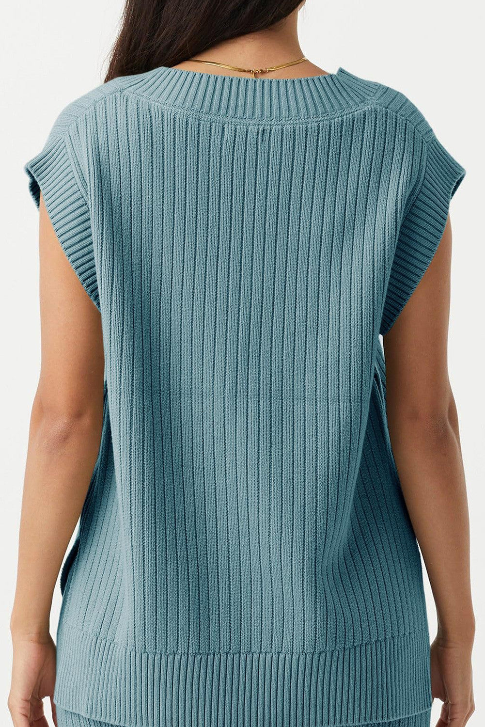 V Neck Sleeveless Casual Loose Pullover Sweater