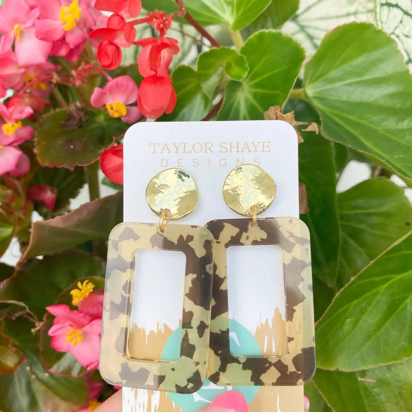 Taylor Shaye Tortoise Acrylic Rectangle Drops