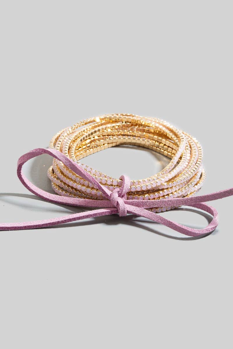 Rhinestone Pave Elastic Bracelet Set