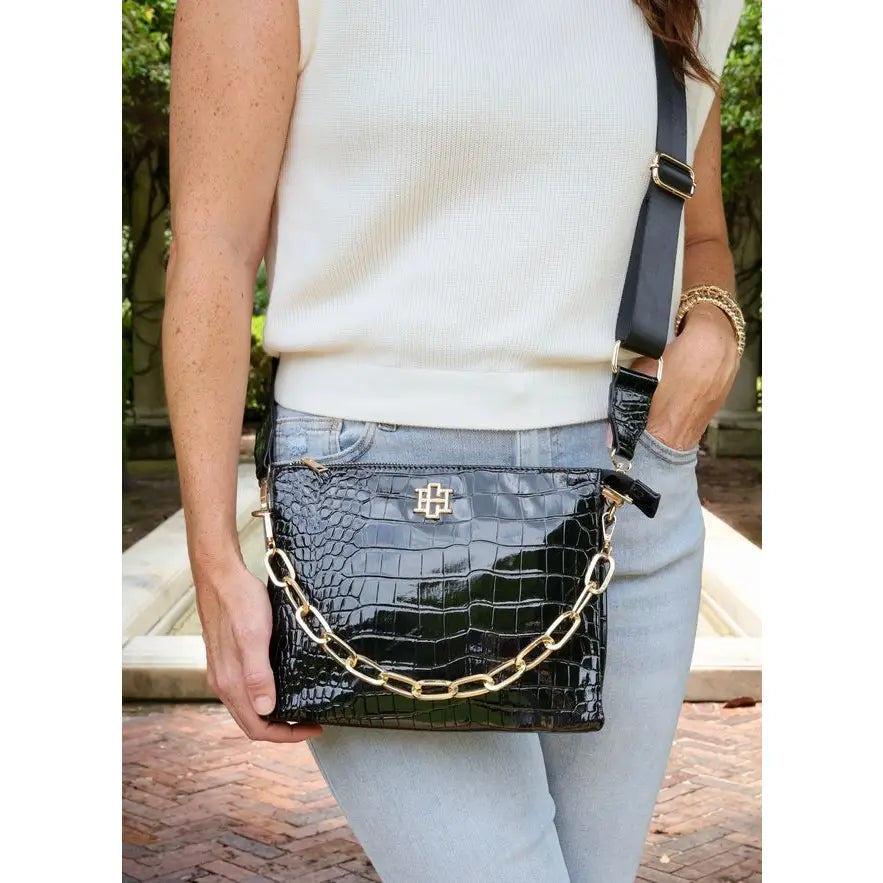 Caroline Hill Ariana Crossbody Black Patent Purse