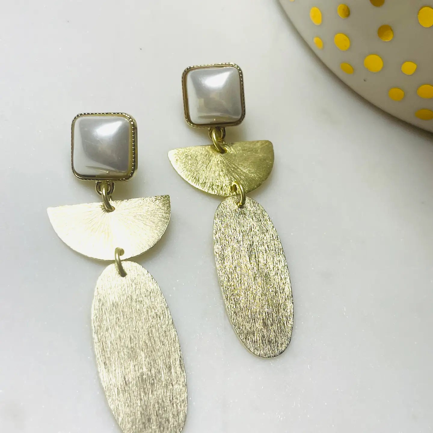 Geometric Pearl Drop Earrings