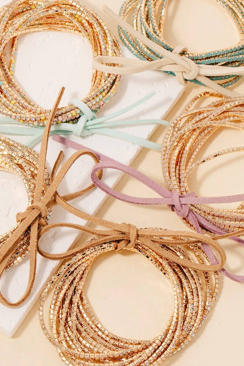 Rhinestone Pave Elastic Bracelet Set