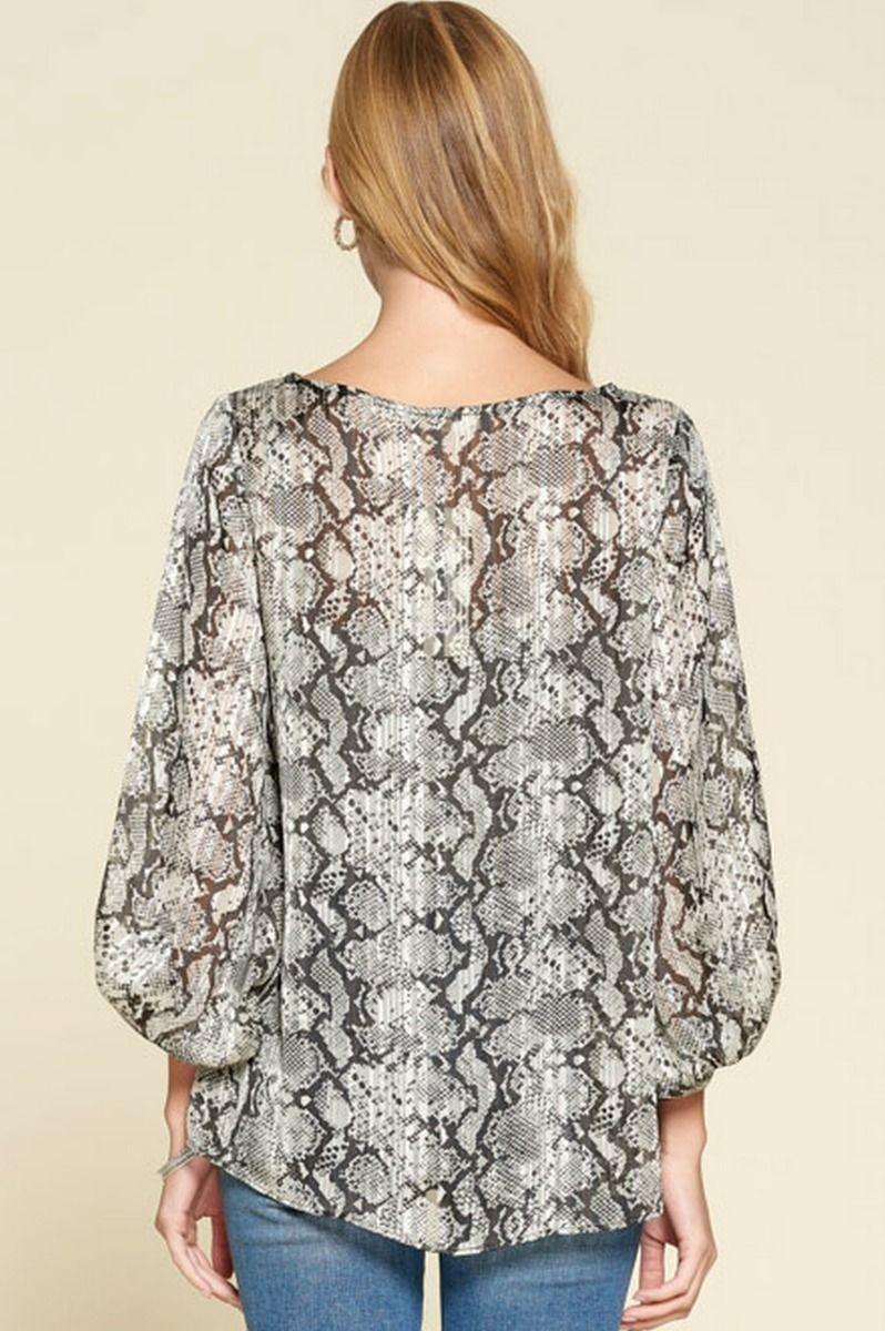 Animal Printed Chiffon Sheer Blouse