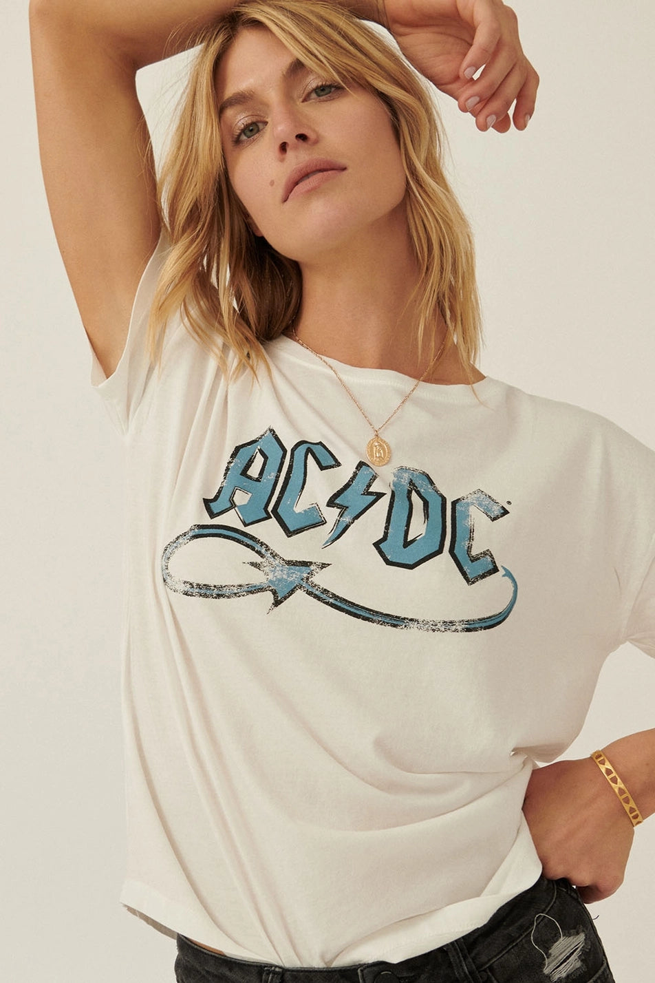 Ac/Dc Devil Tail Logo Vintage-Print Graphic Tee