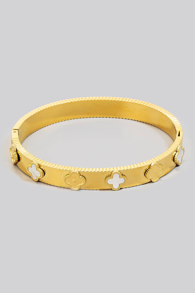 Clover Station Hinge Bangle Bracelet