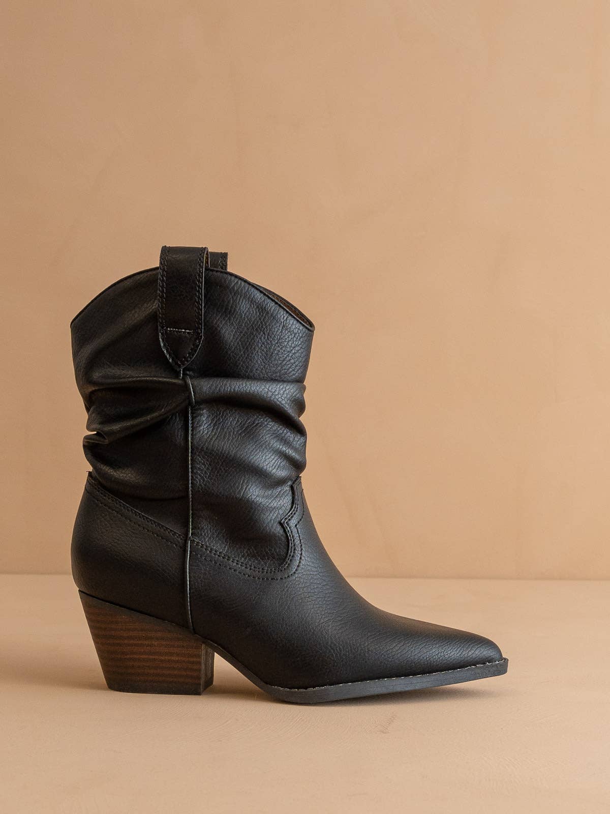 Black Slouchy Western Bootie