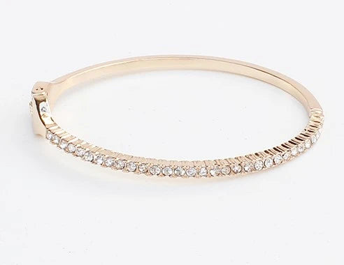 Gold Rhinestone Latched Bracelet