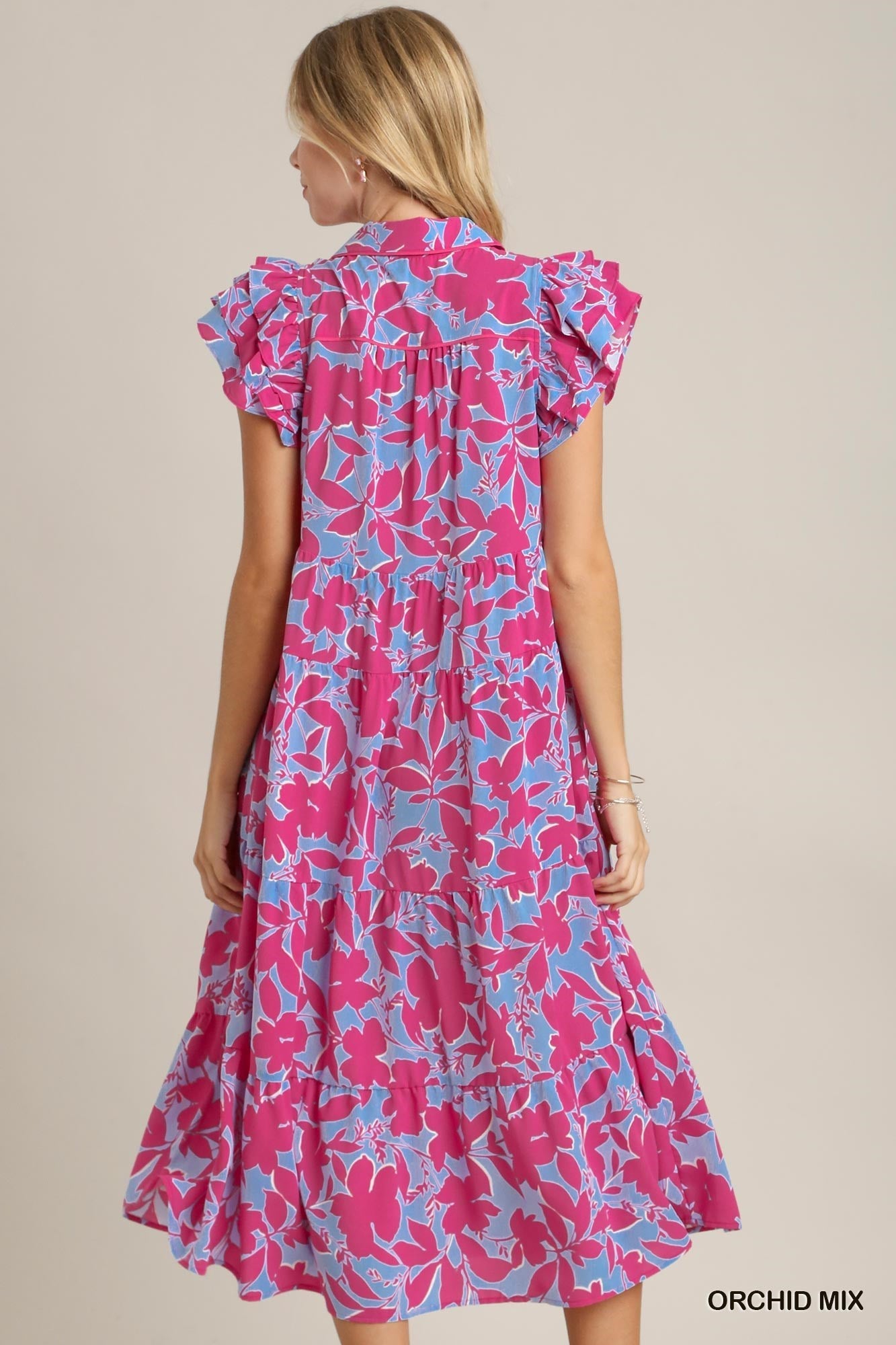 Two-Toned Collared Midi Dress