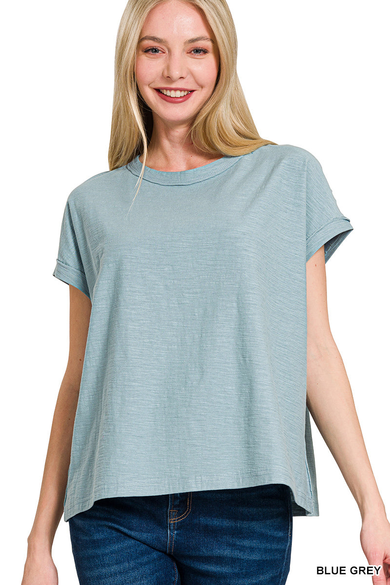 Cotton Slub Round Neck Short Sleeve Tee