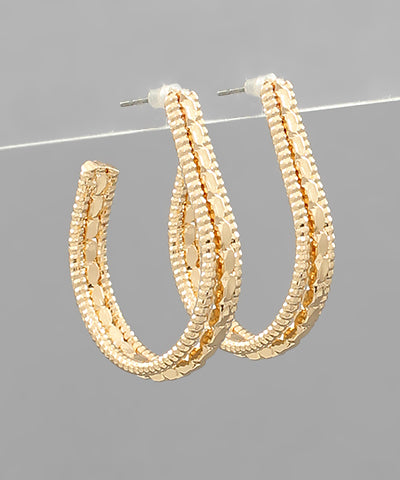 EP40309-001 Texture Teardrop Hoops