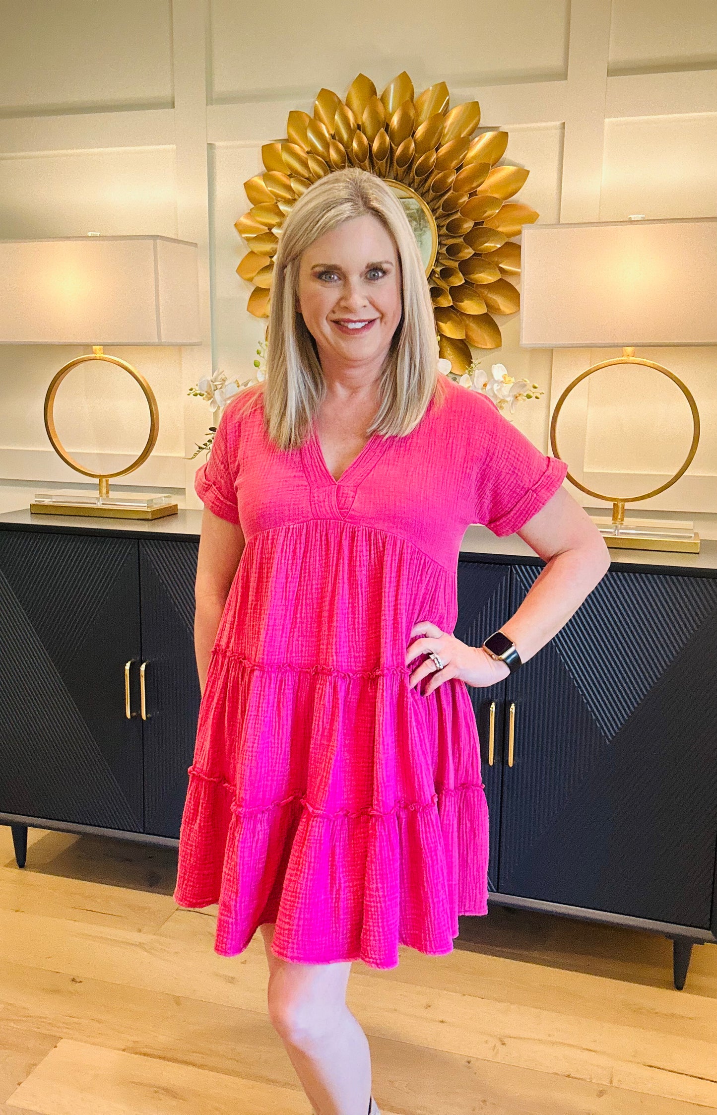 Short Sleeve Tiered Dress