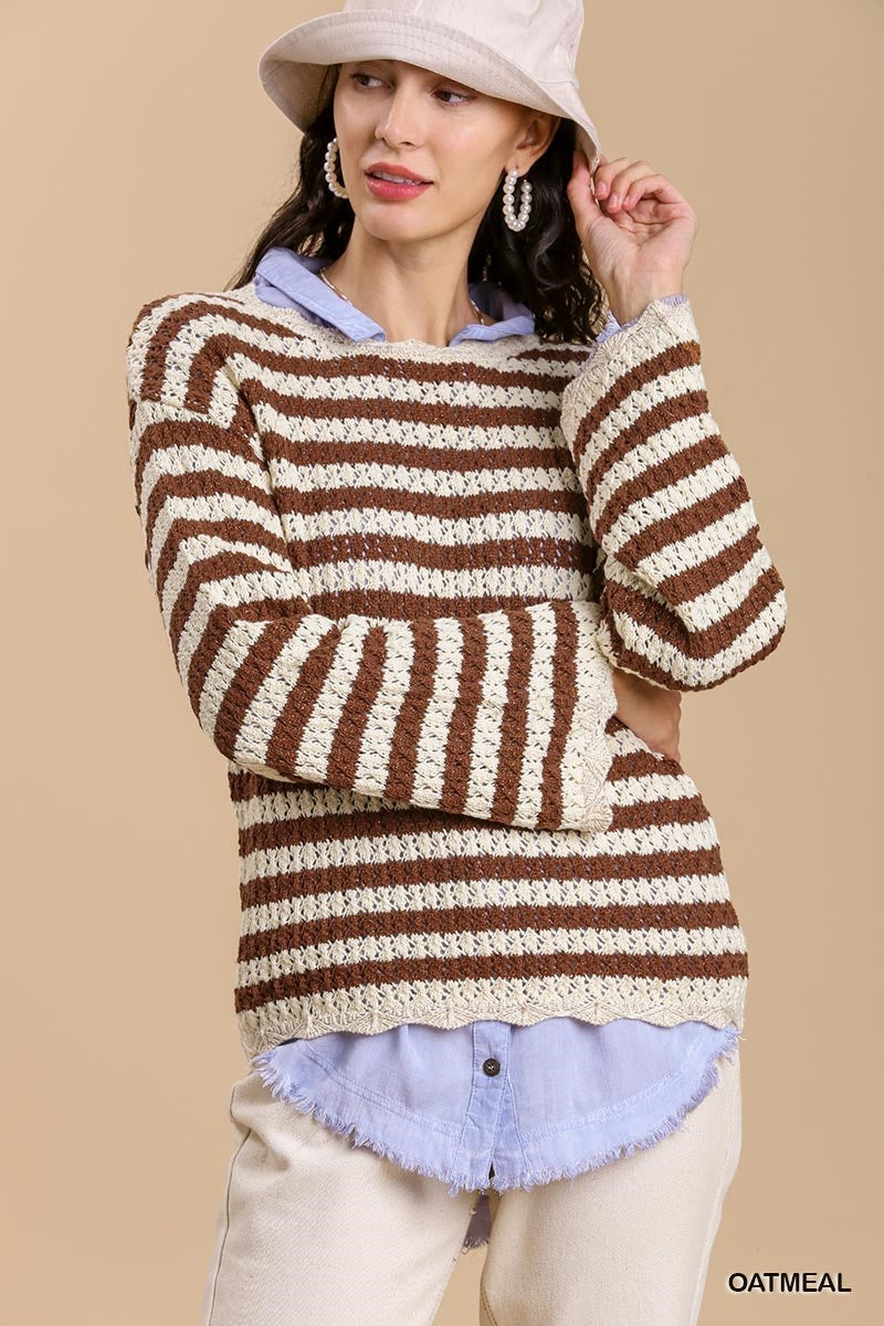 Knit Striped Pullover Sweater