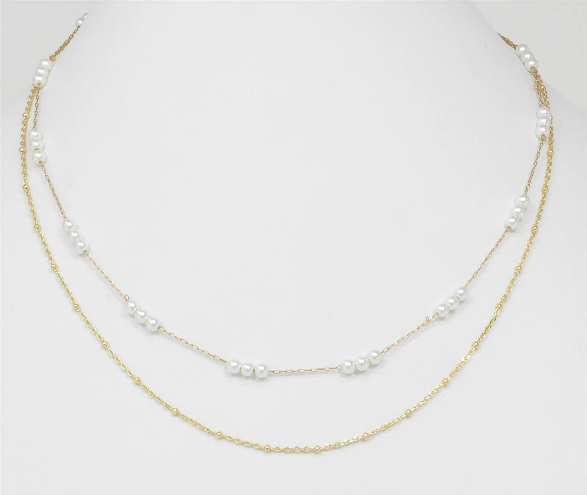 Gold Dainty Pearl Layered Necklace