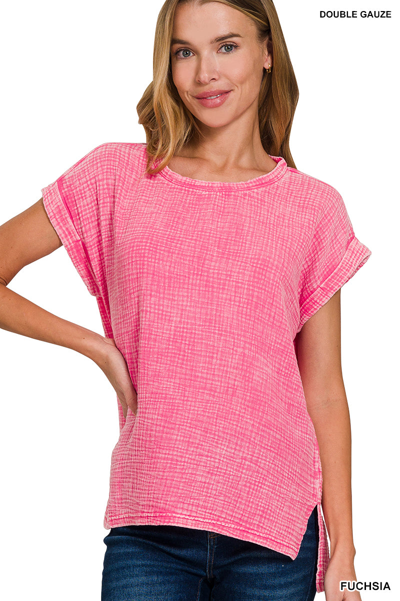 Gauze Acid Washed Short Sleeve Shirt