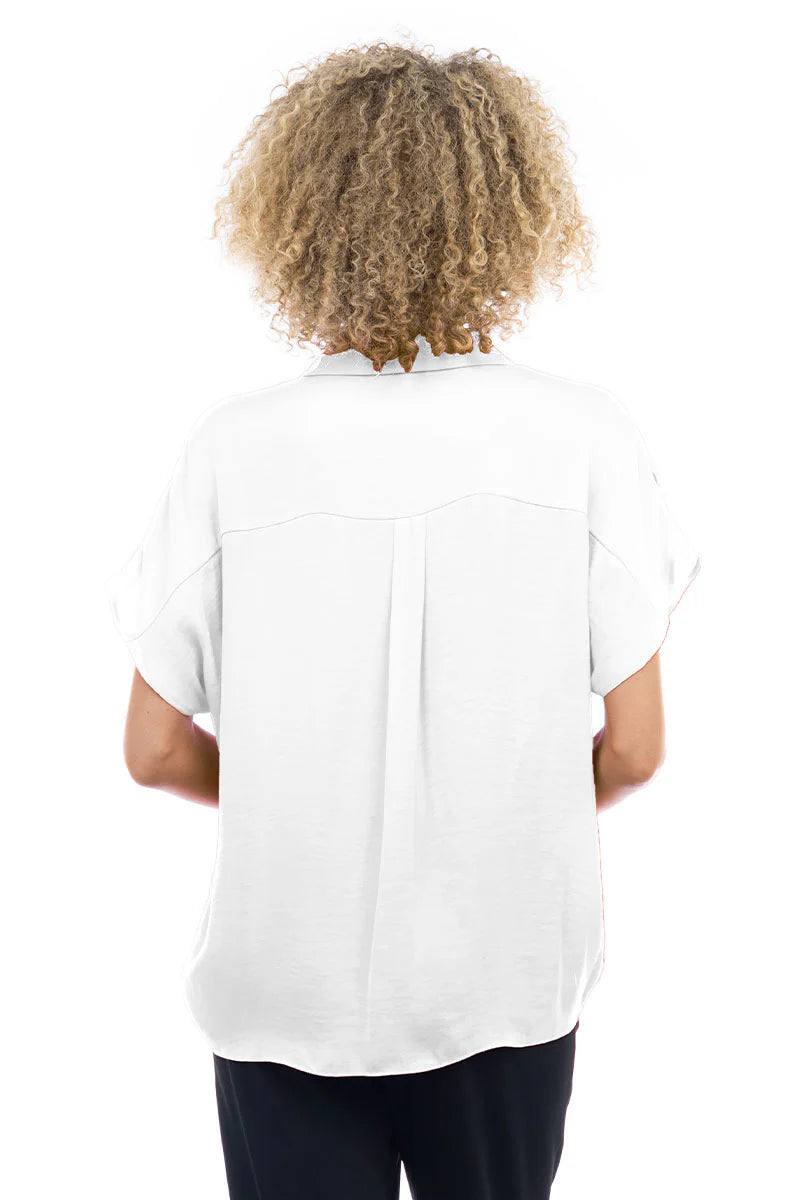 Short Sleeve Convertible Collar Blouse