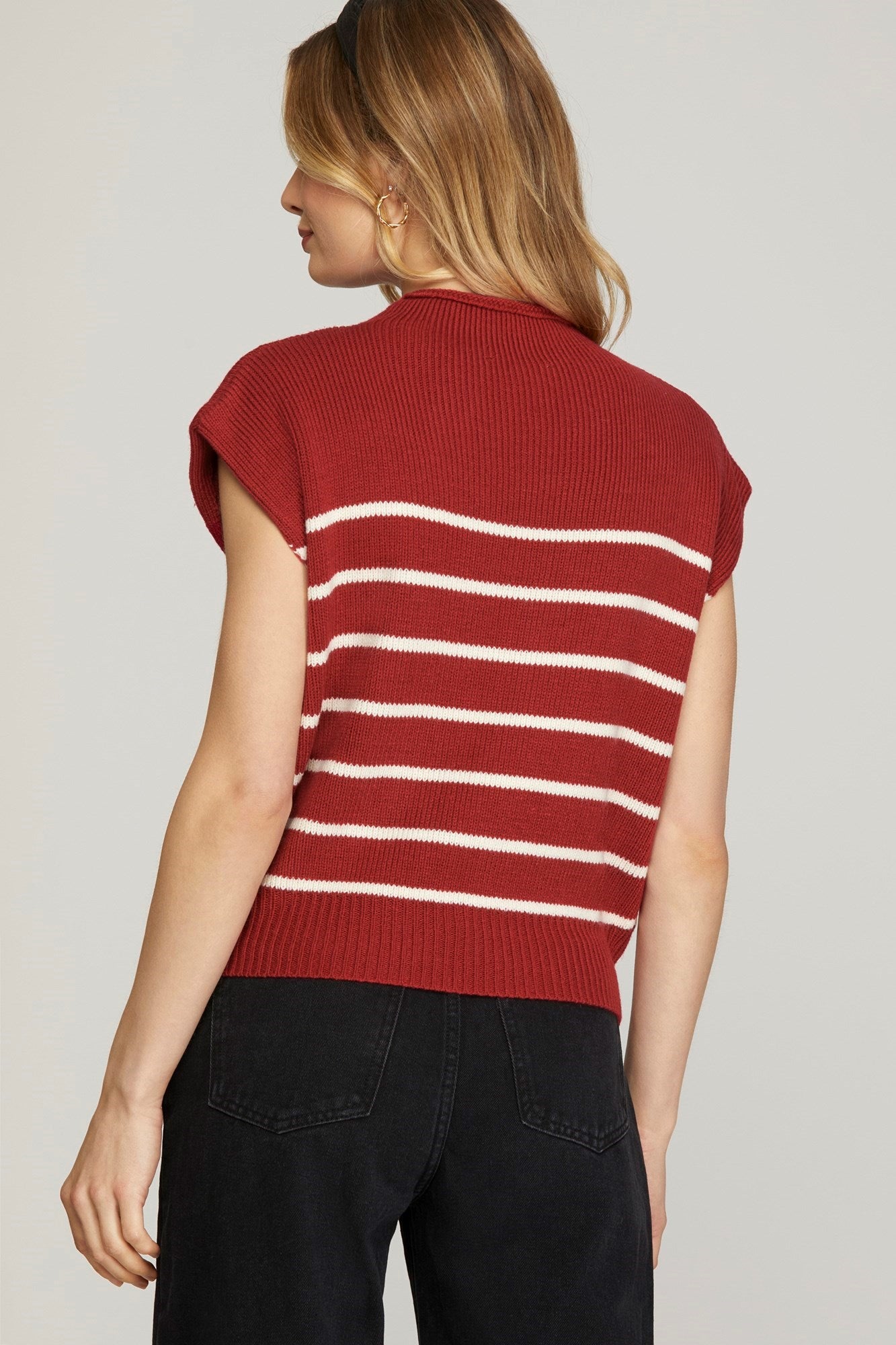Mock Necked Stripe Sweater Top