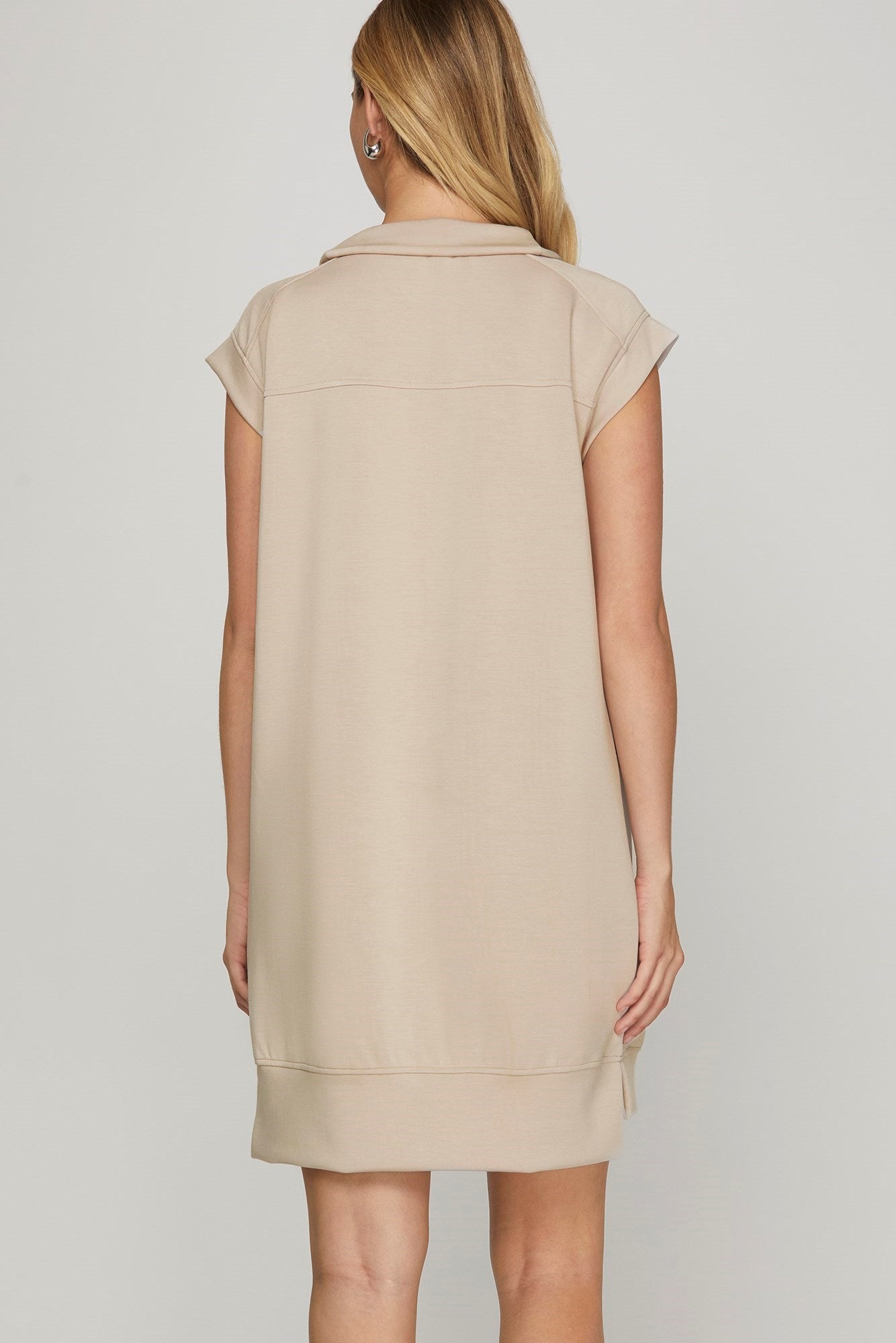 Drop Shoulder Half Zip Knit Dress