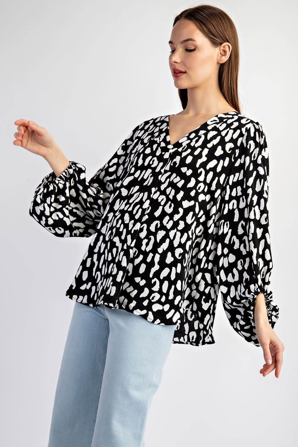 V-Neck Animal Print Top
