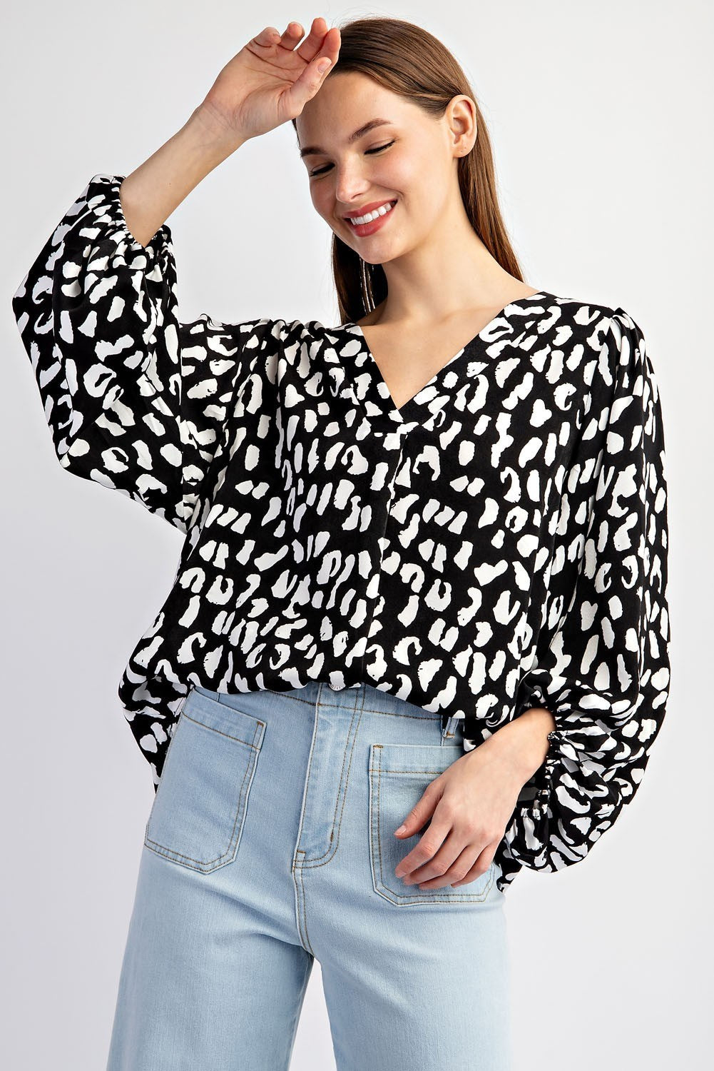 V-Neck Animal Print Top