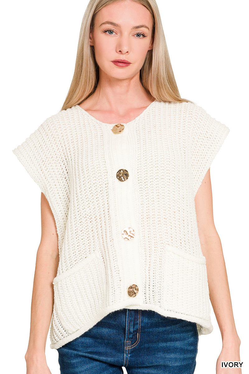 Gold Button Sweater Vest