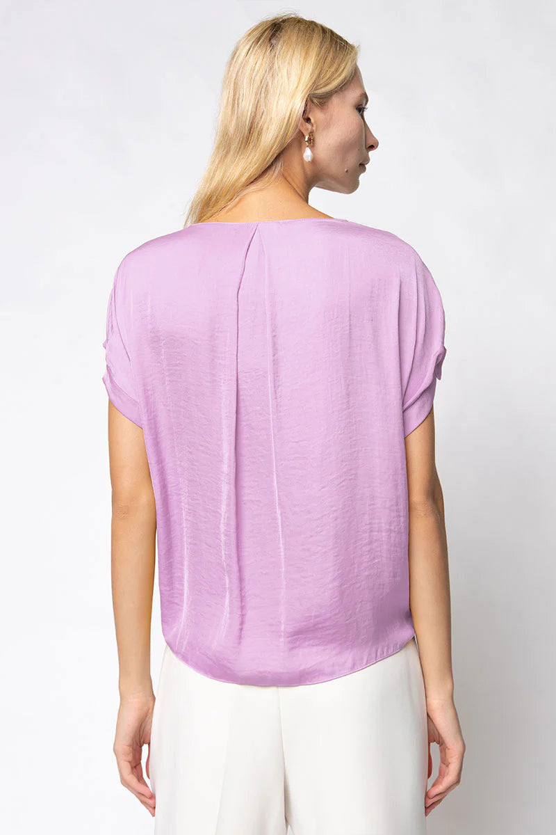 Pleated Sleeve Drop Shoulder Blouse