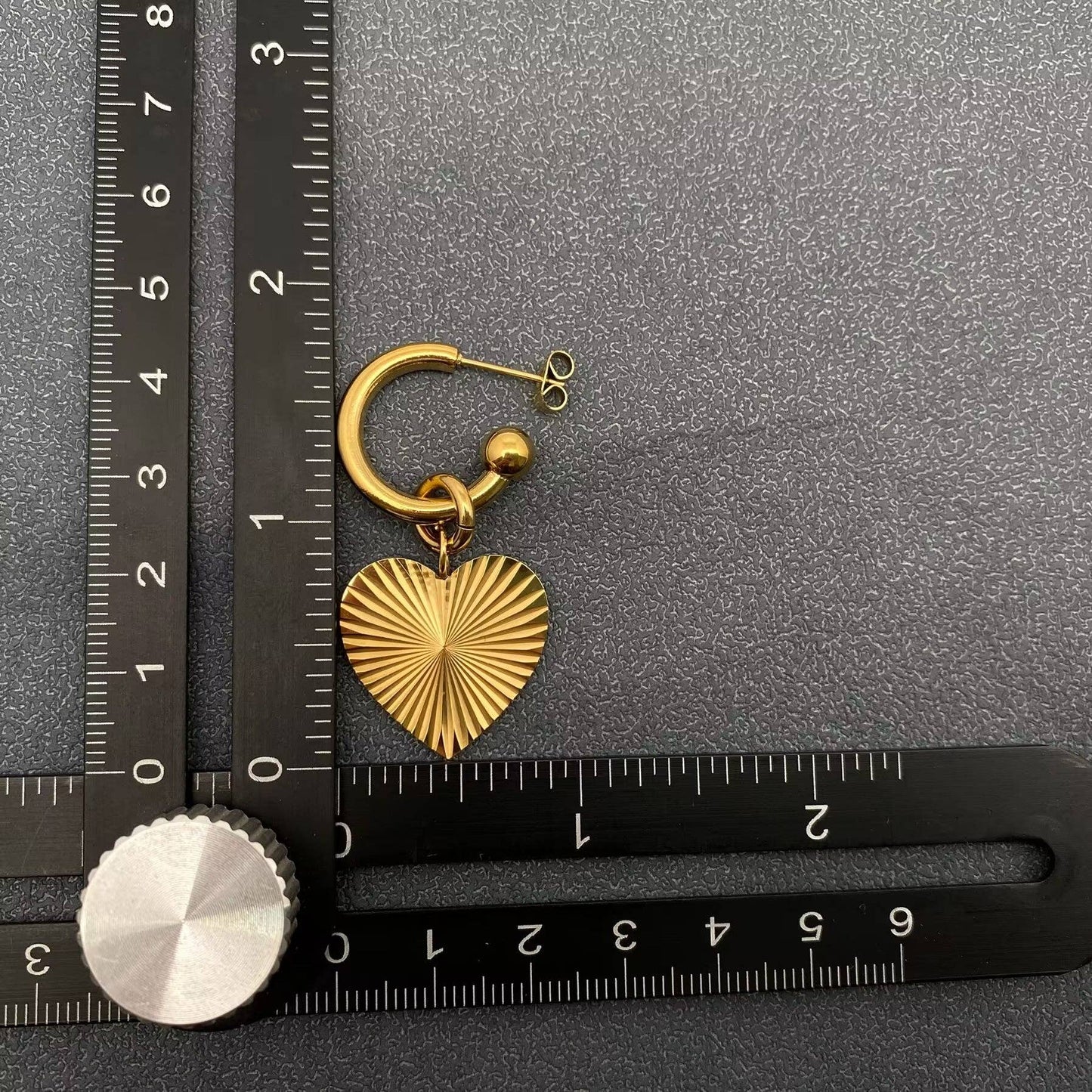 Ray Design Heart Charm 18K Gold Plated Post Earrings