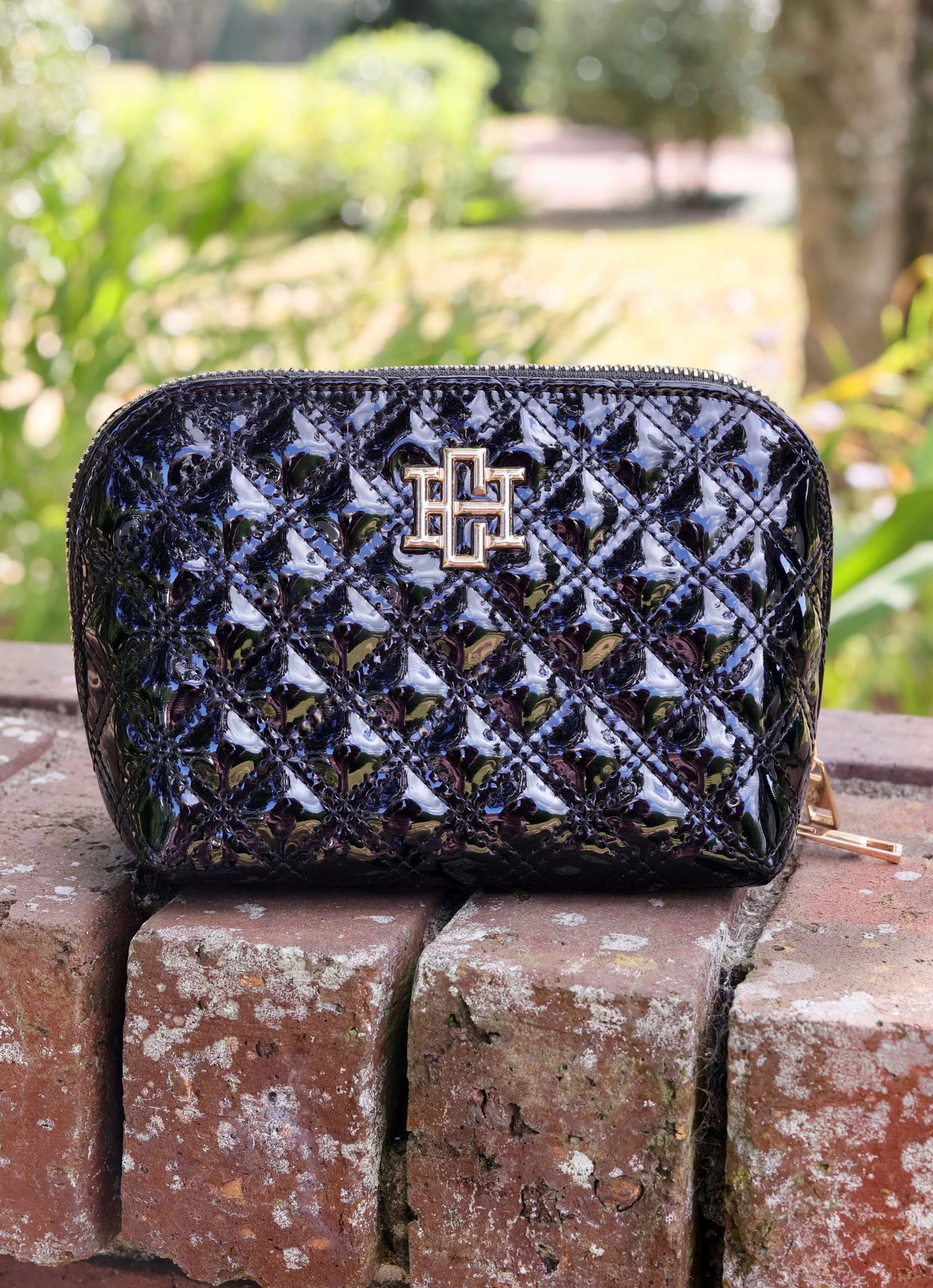 Caroline Hill Ibiza Small Pouch Black Patent