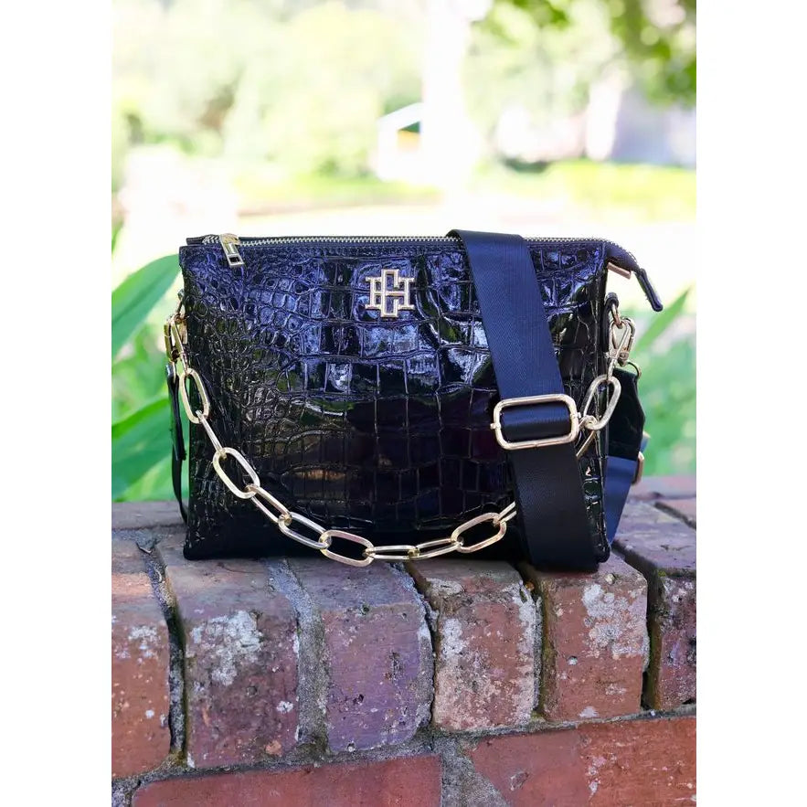 Caroline Hill Ariana Crossbody Black Patent Purse