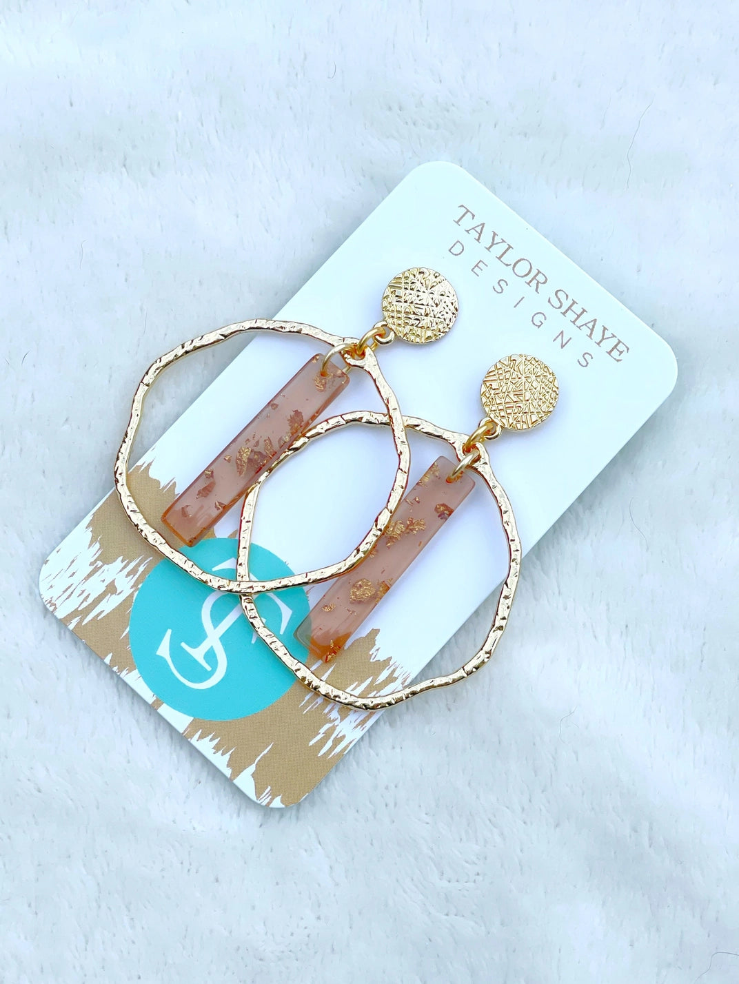 Taylor Shaye Gold Leaf Acrylic Stick Hoops