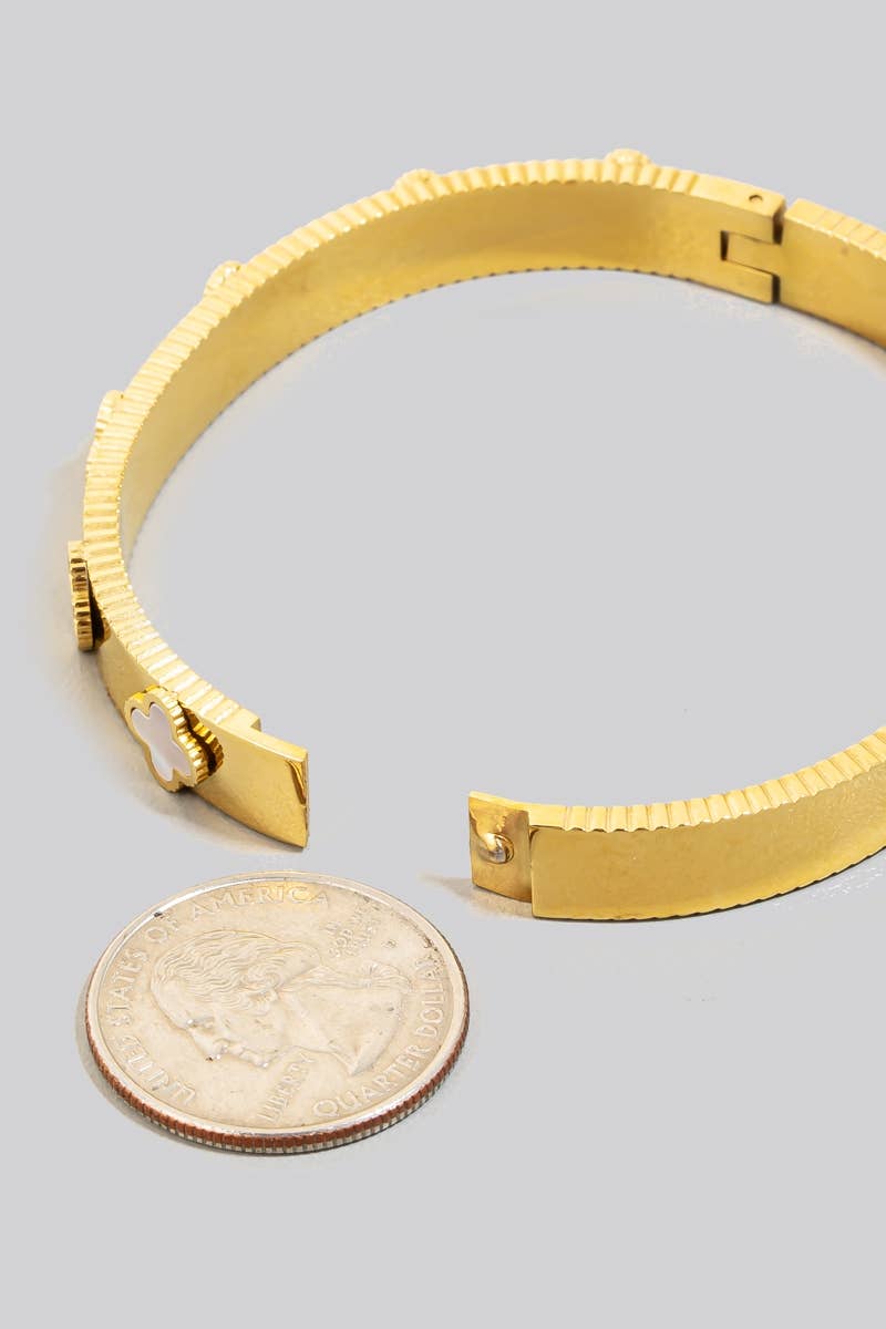Clover Station Hinge Bangle Bracelet