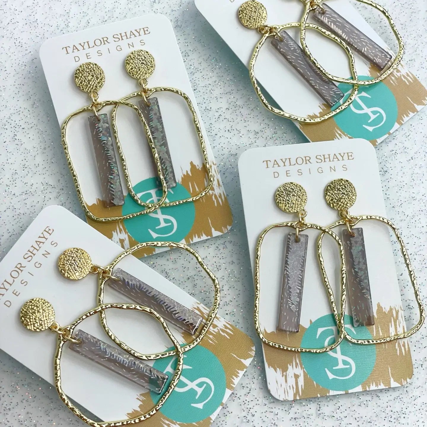 Taylor Shaye Gray Acrylic Stick Hoops Rectangle