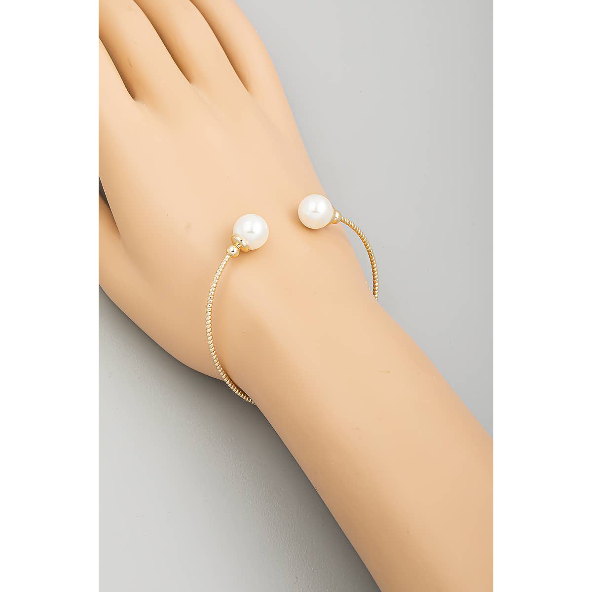Pearl Bead Open Cuff Bracelet