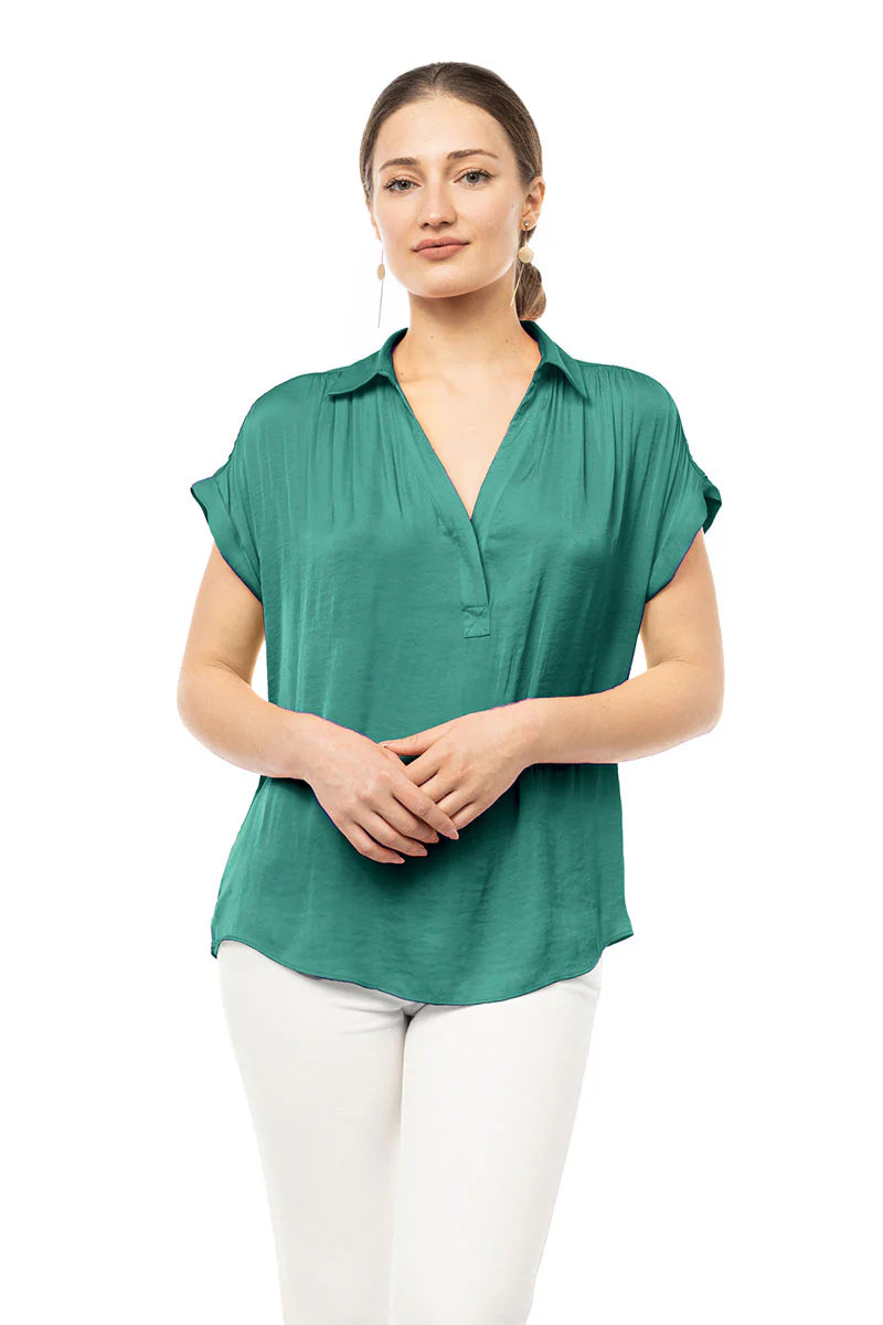 Half Placket Short Sleeve Blouse