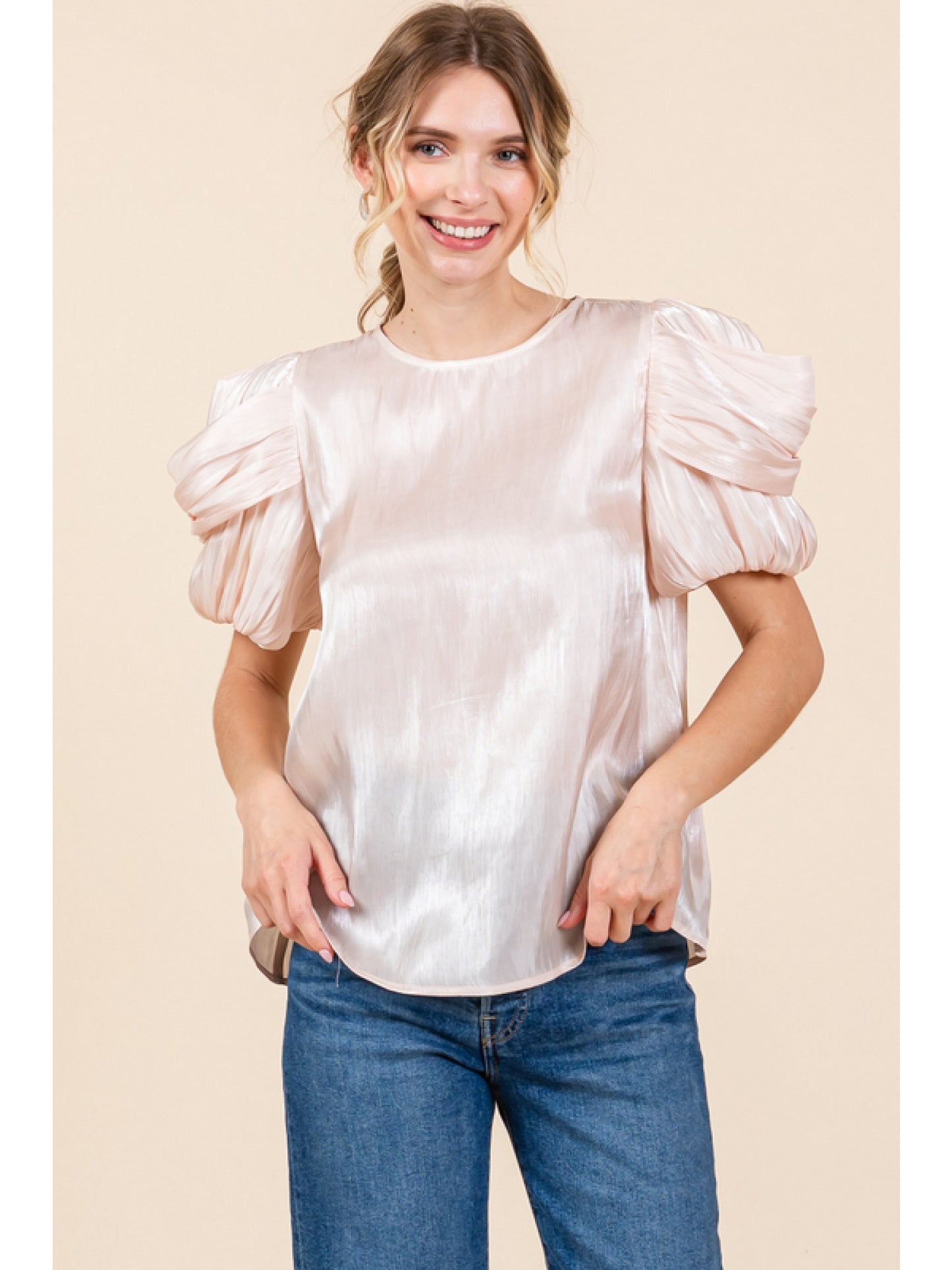 Glossy Top with U-Neck