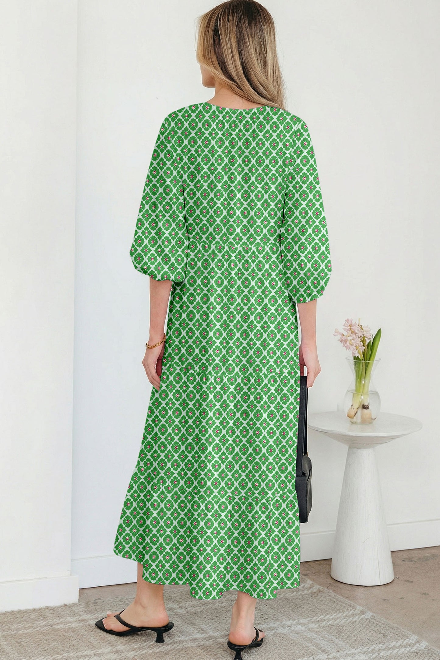Boho Printed Half Sleeve Maxi Dress