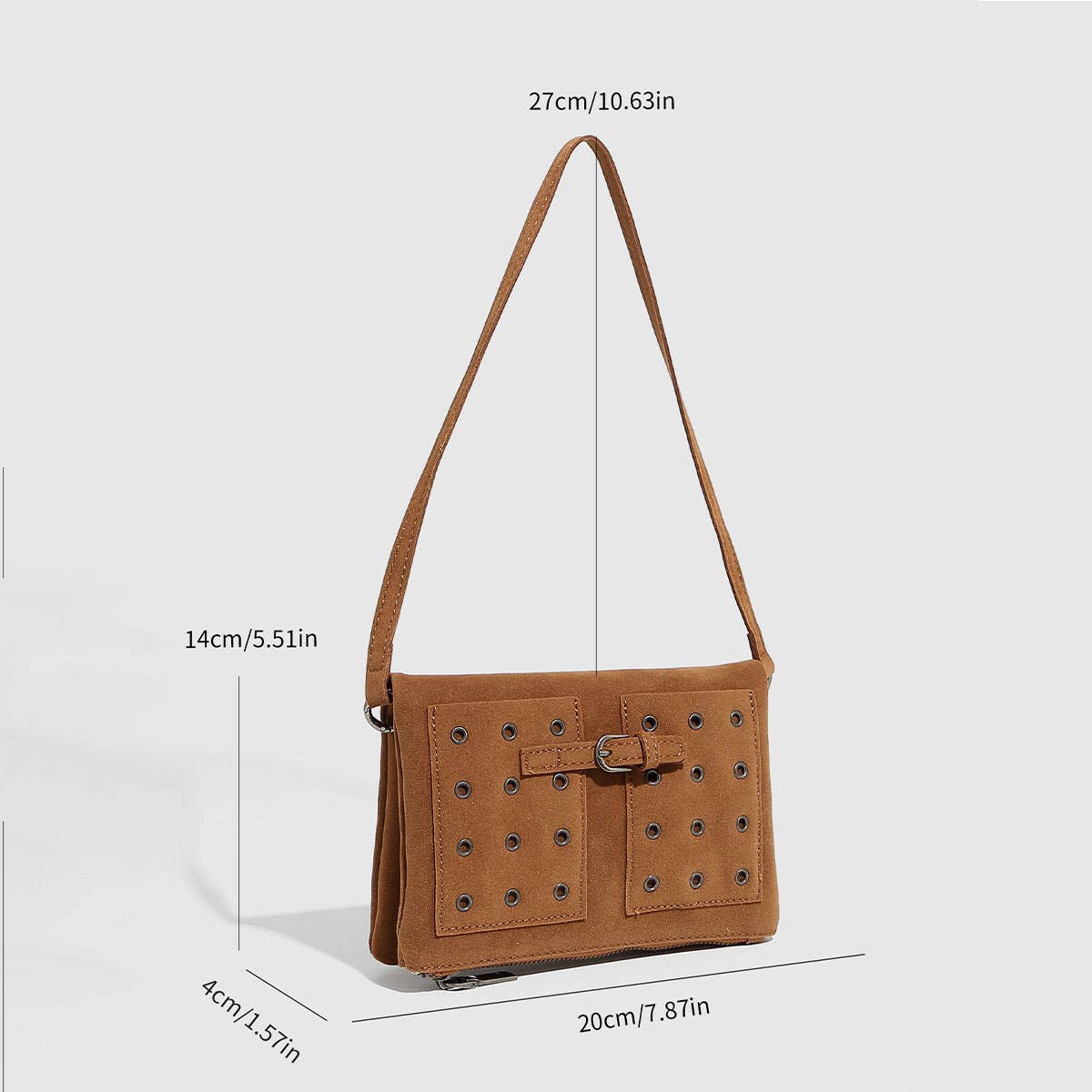 Vintage Suede Chain Studded Envelope Purse