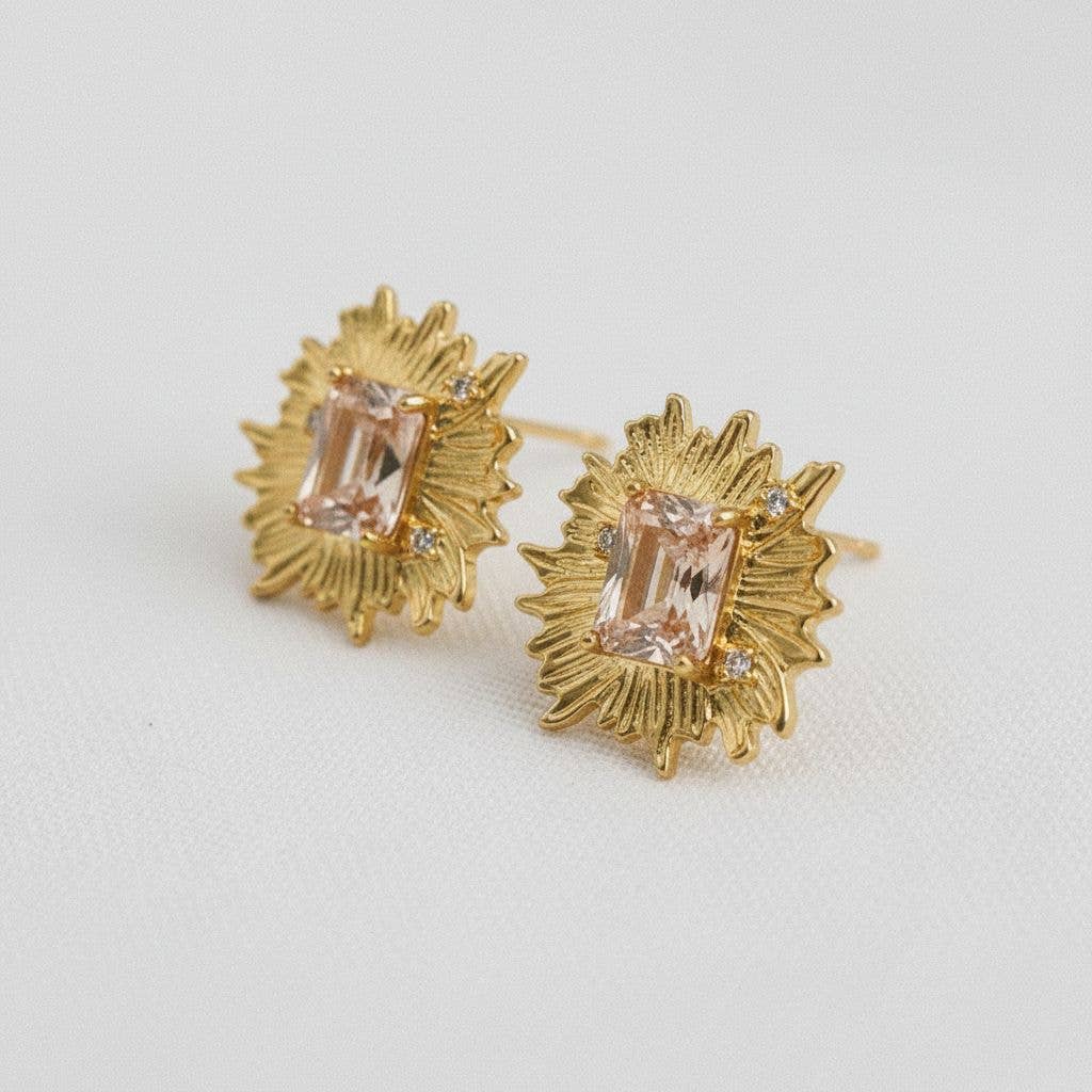 Artistic Floral Gemstone Stud Earrings