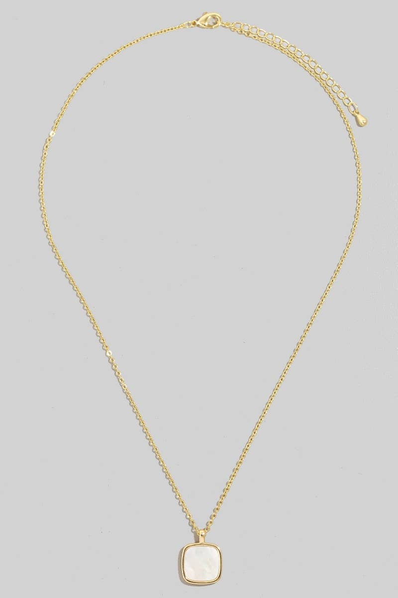 Gold Dipped Square Shell Pendant Necklace
