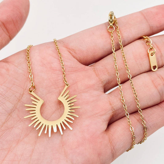 18K Gold Plated Sunflower Charm Necklace