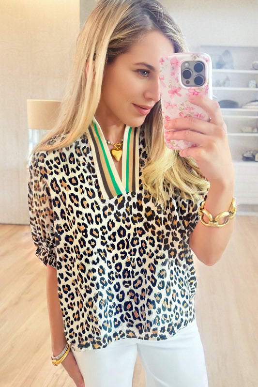 Loose Fit Leopard Print Blouse